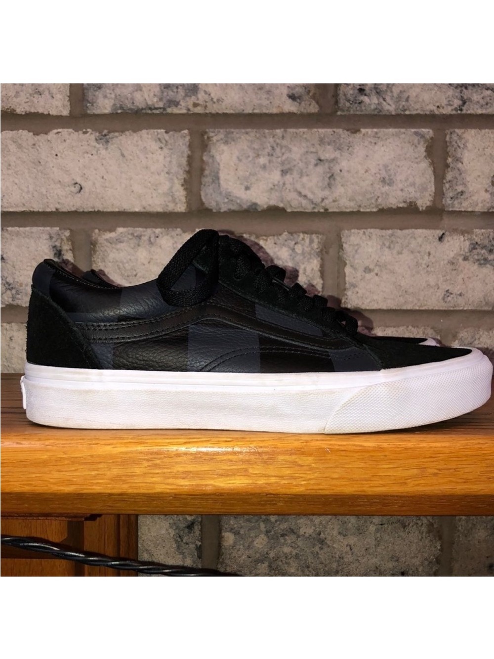 Vans 6 Era Unisex Lace Leather Checkers Suede White Sole Asphalt Black Sneakers